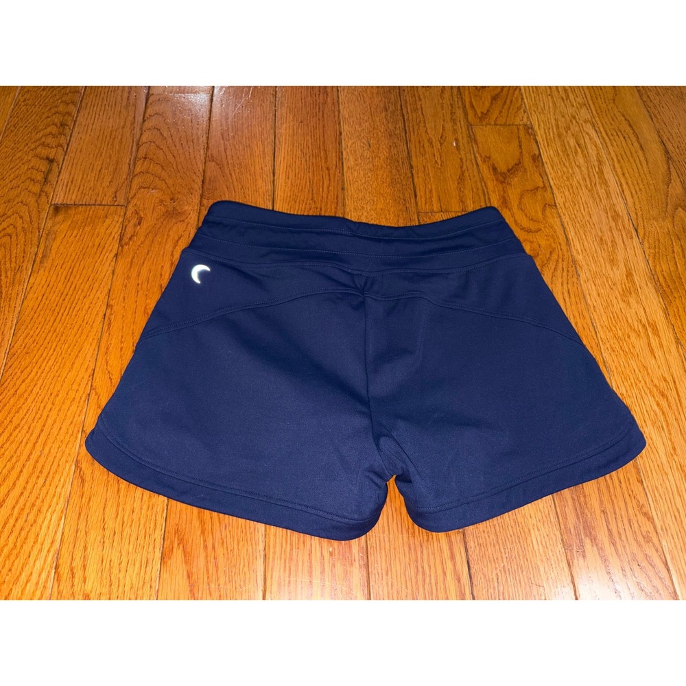Zyia Active Womens Navy Blue Drawstring Athletic Shorts Medium Pocket Reflective